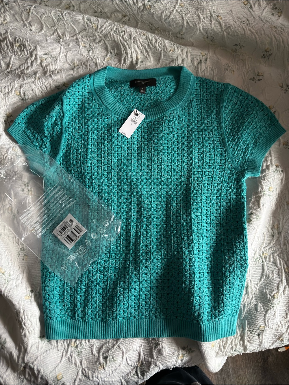BRAND NEW Banana Republic Short-Sleeve Knit Sweater - Teal